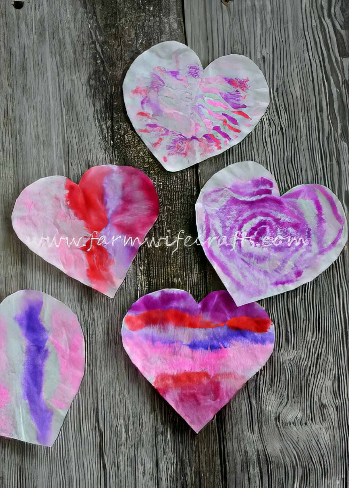 Coffee Filter Heart Suncatchers - Fast and Easy Valentine’s Craft
