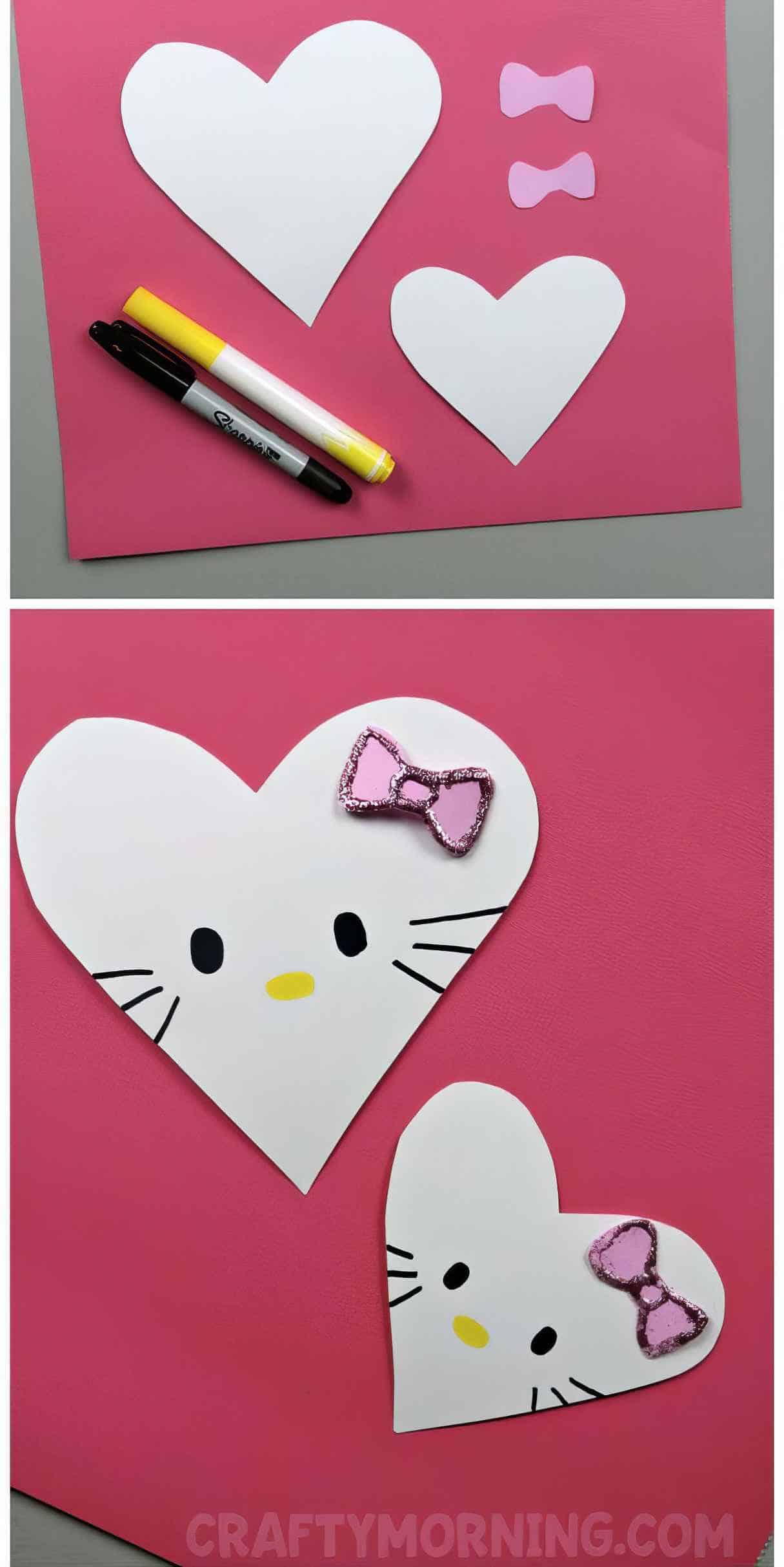 Hello Kitty Heart Valentine Craft for Preschoolers