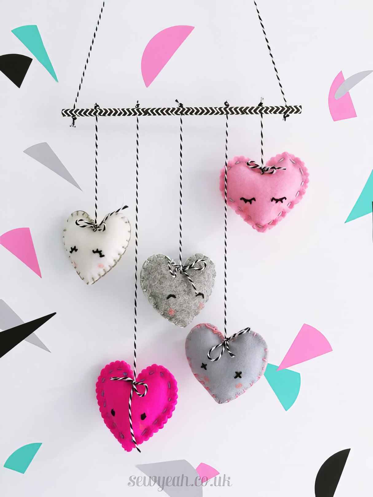 Little DIY Felt Heart Mobile