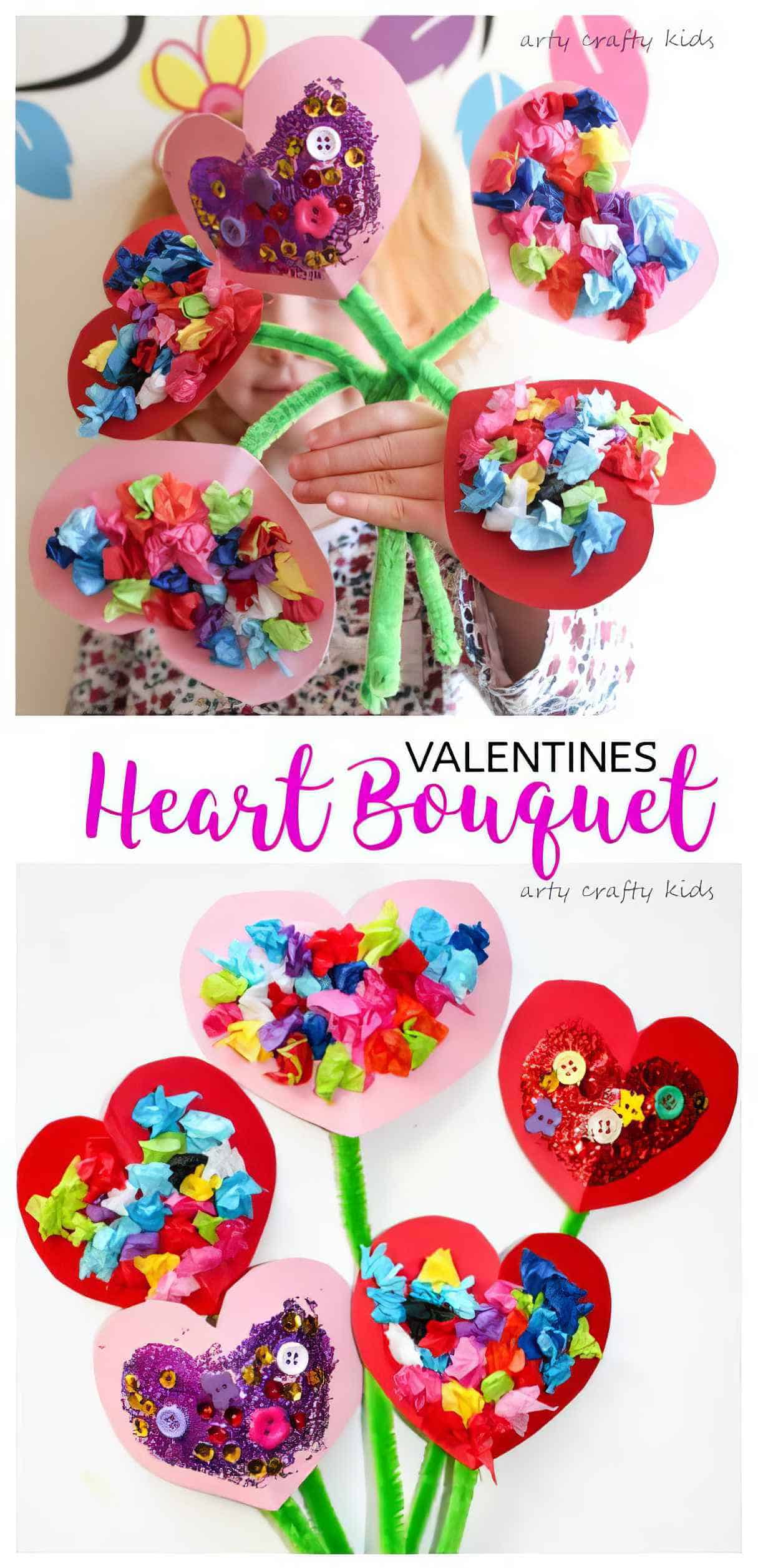 Valentines Heart Bouquet - Craft for Toddlers