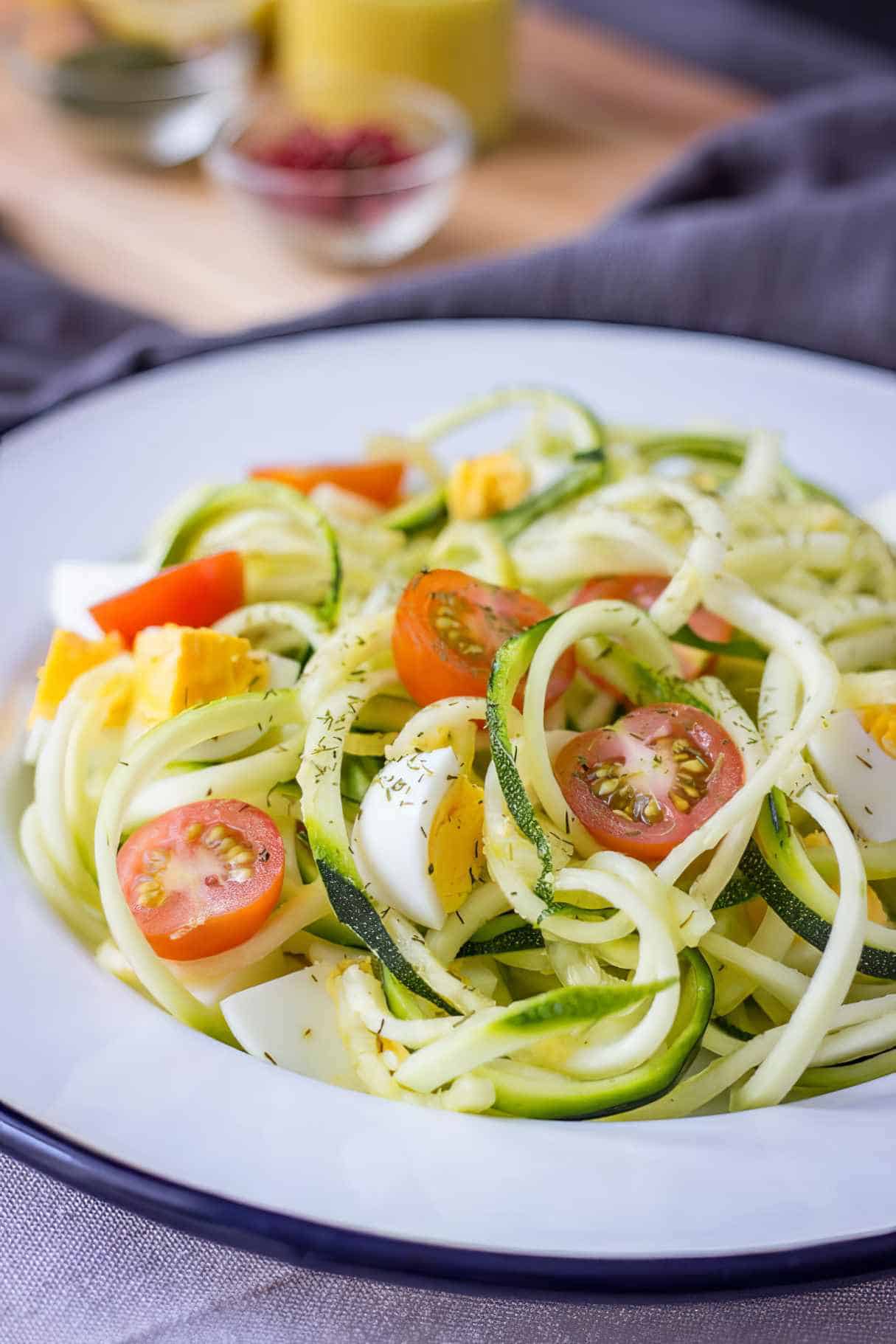 Egg Zucchini Noodle Salad for Weeknight Dinner