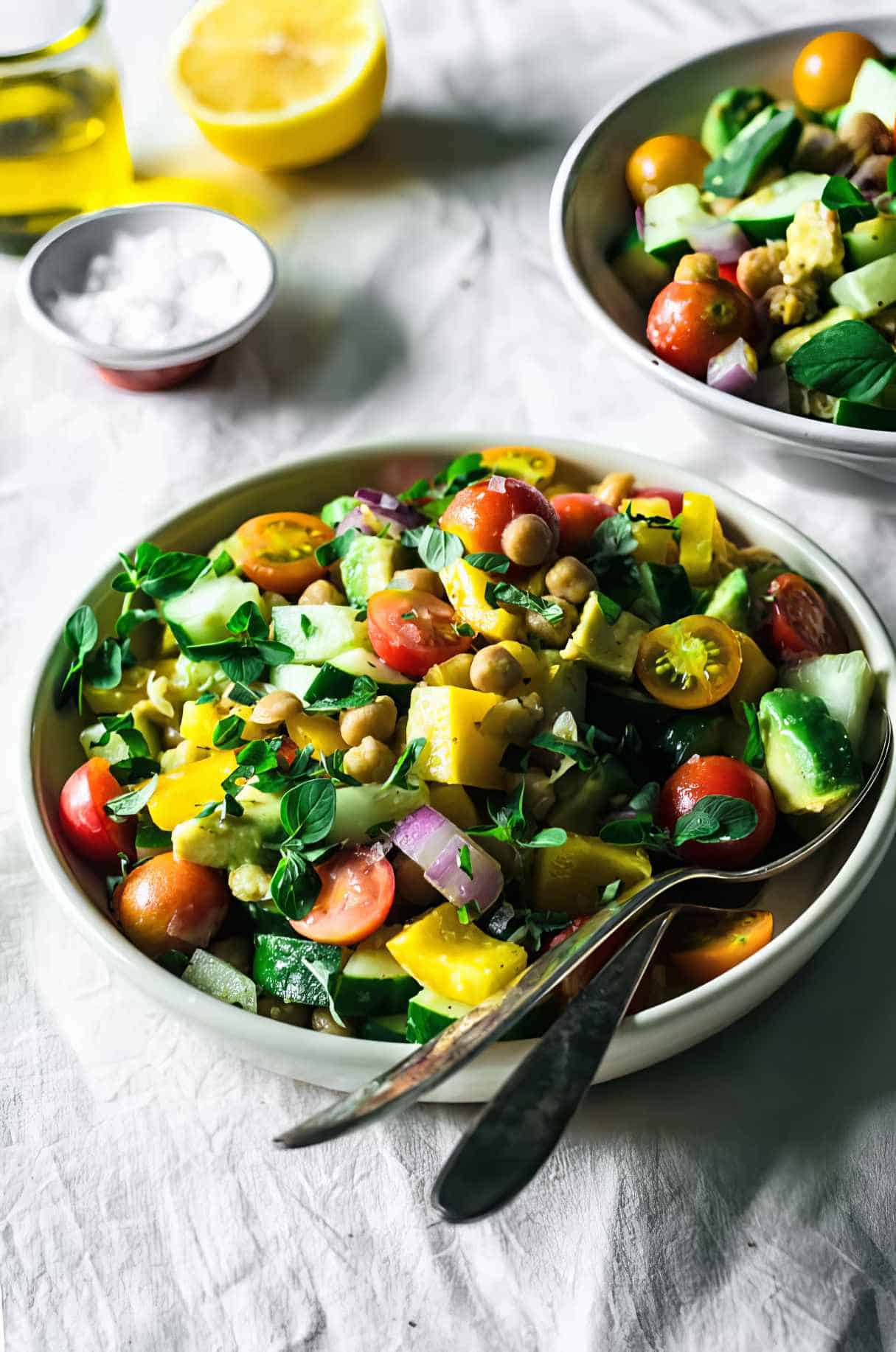 End of Summer Greek Chickpea Salad - Easy Summer Dinner Recipe