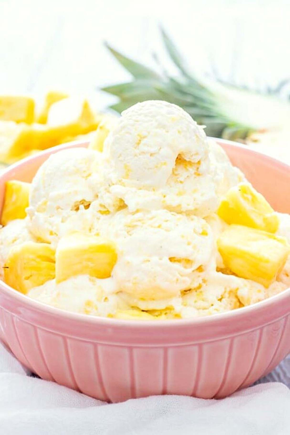 No-Churn Pineapple Ice Cream