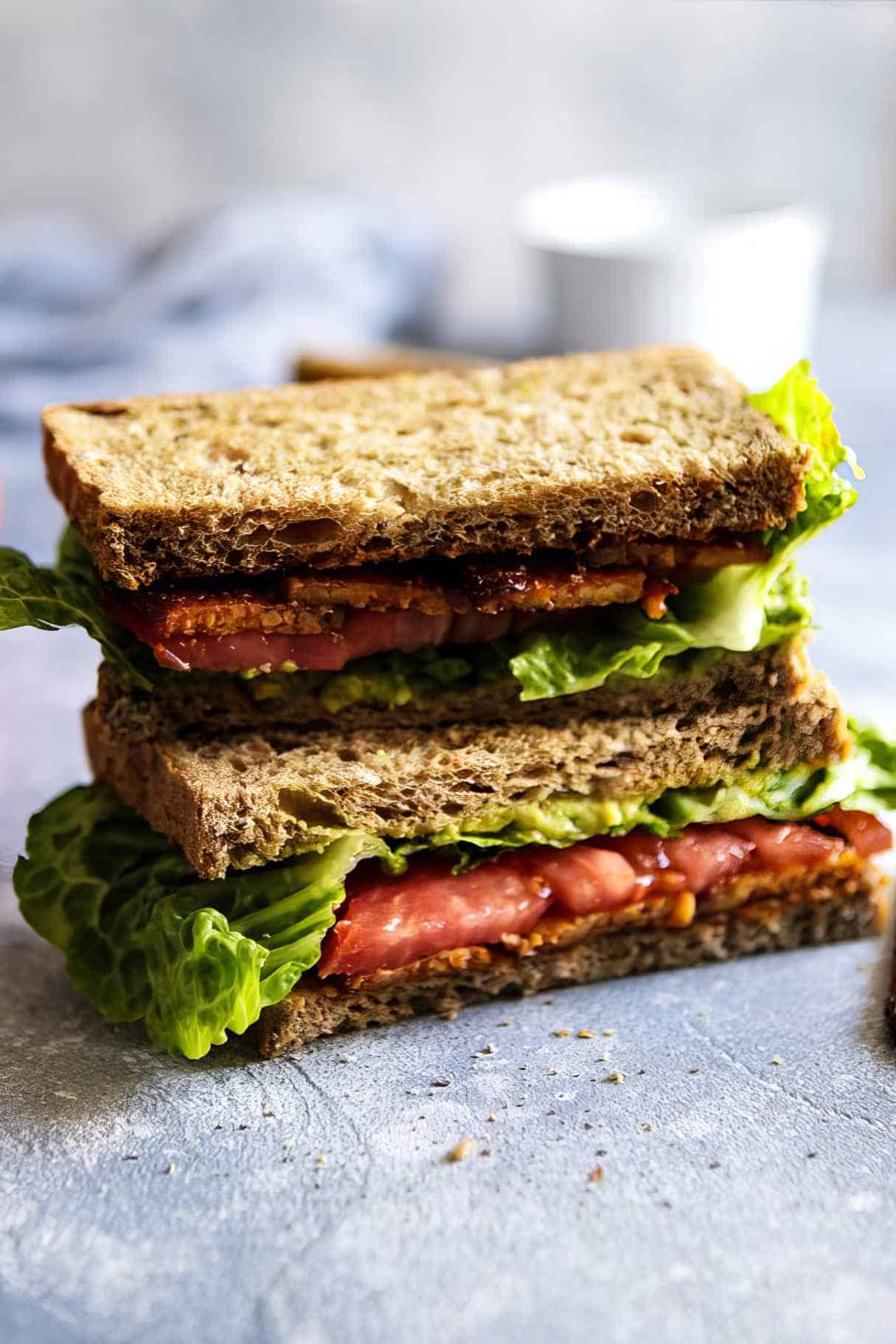 Vegan BLT Tempeh Sandwich - Idea for College Students