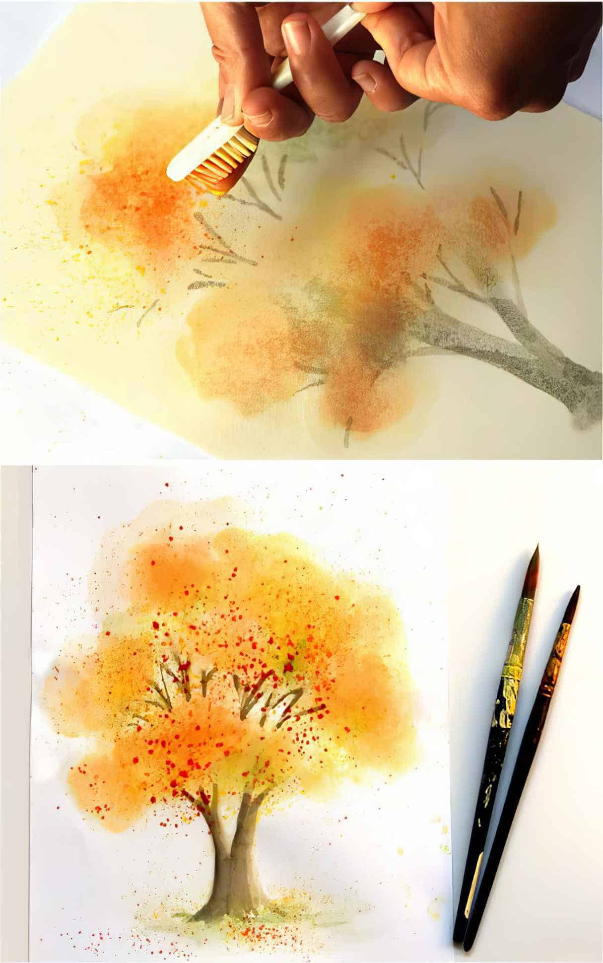 Easy Watercolor Fall Tree Painting