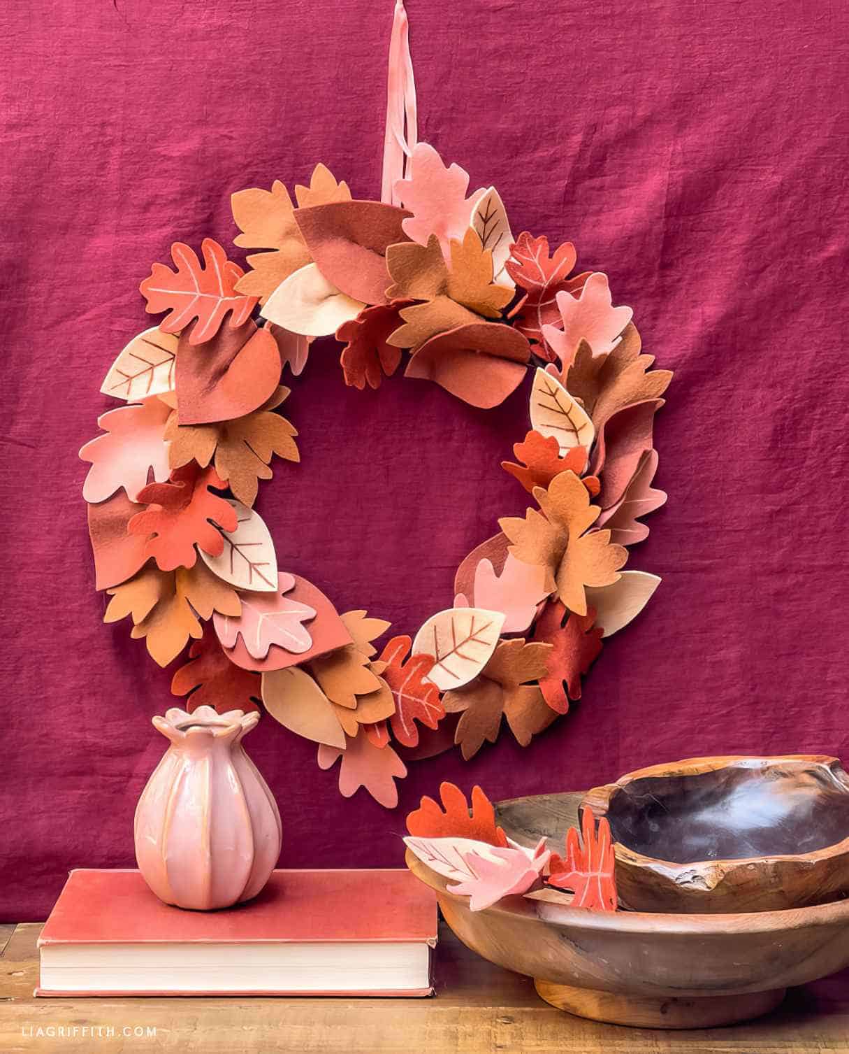 Felt Fall Leaf Wreath Craft Idea