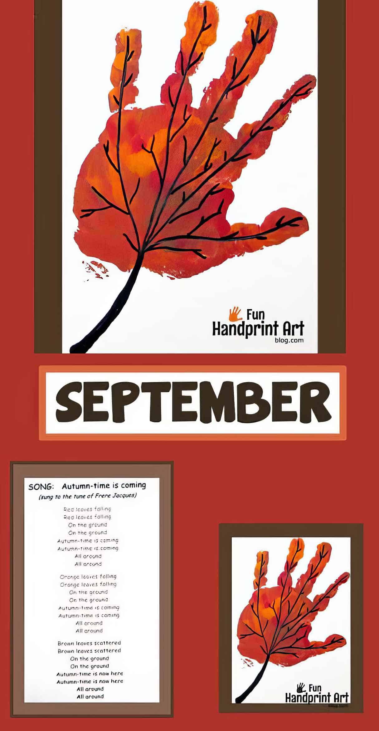 Handprint Leaf for September - Handprint Calendar