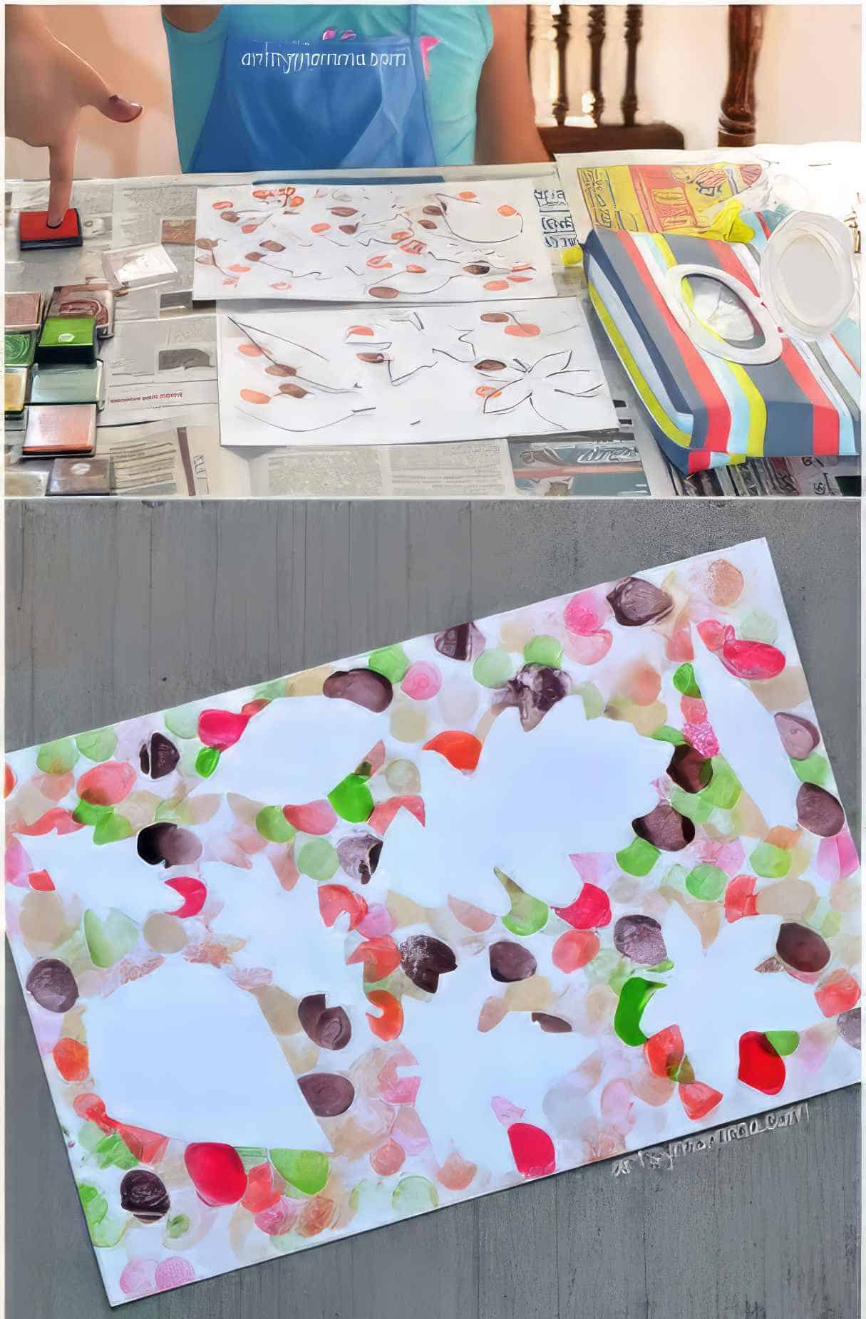 Leaf Art Projects for Kids using Fingerprints