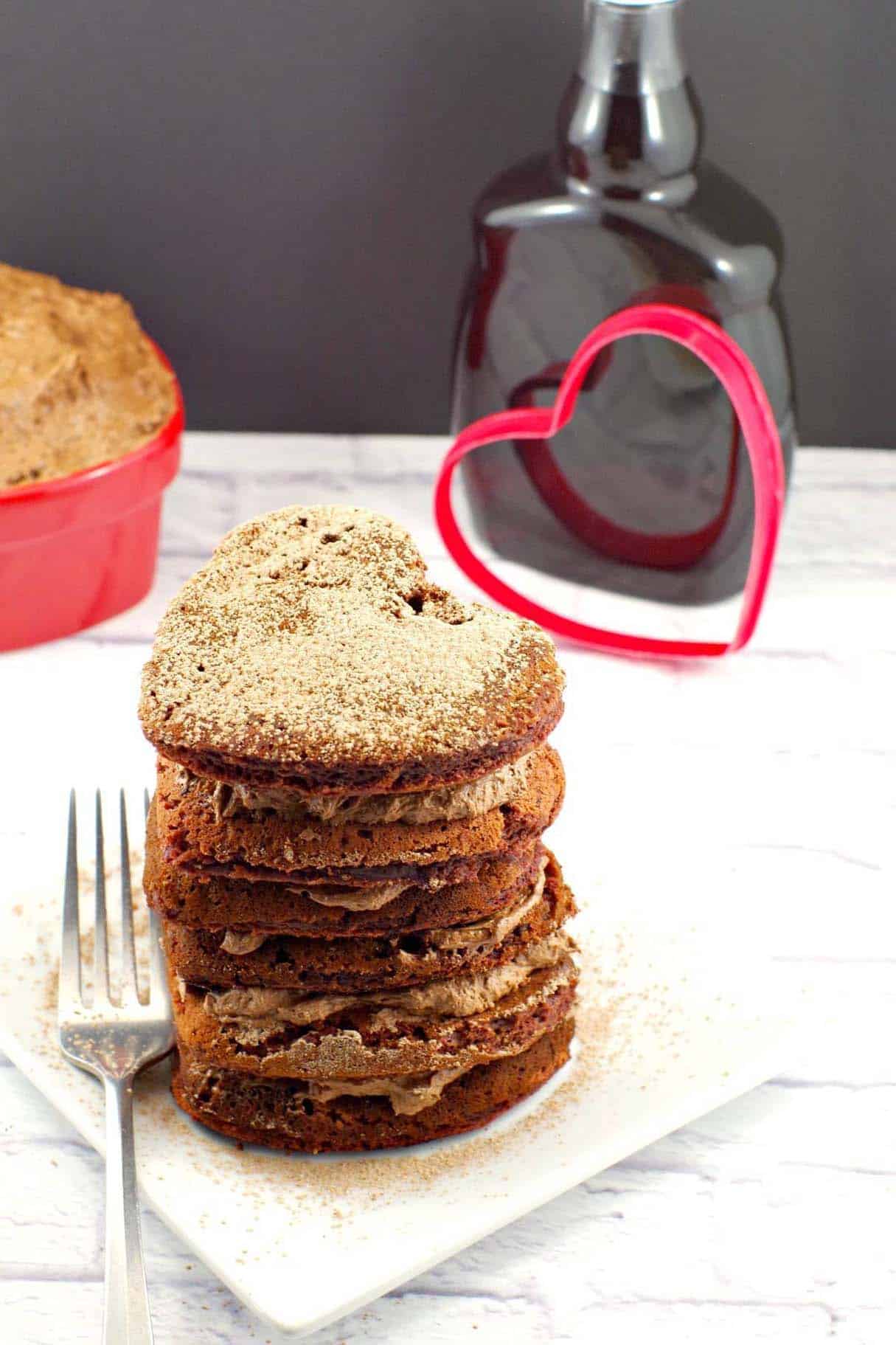 Natural & Healthy Red Velvet Pancakes with Sweet Chocolate Cream Cheese Butter