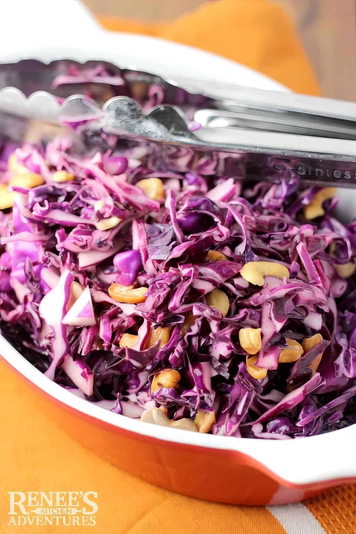 Red Cabbage Slaw with Cashews