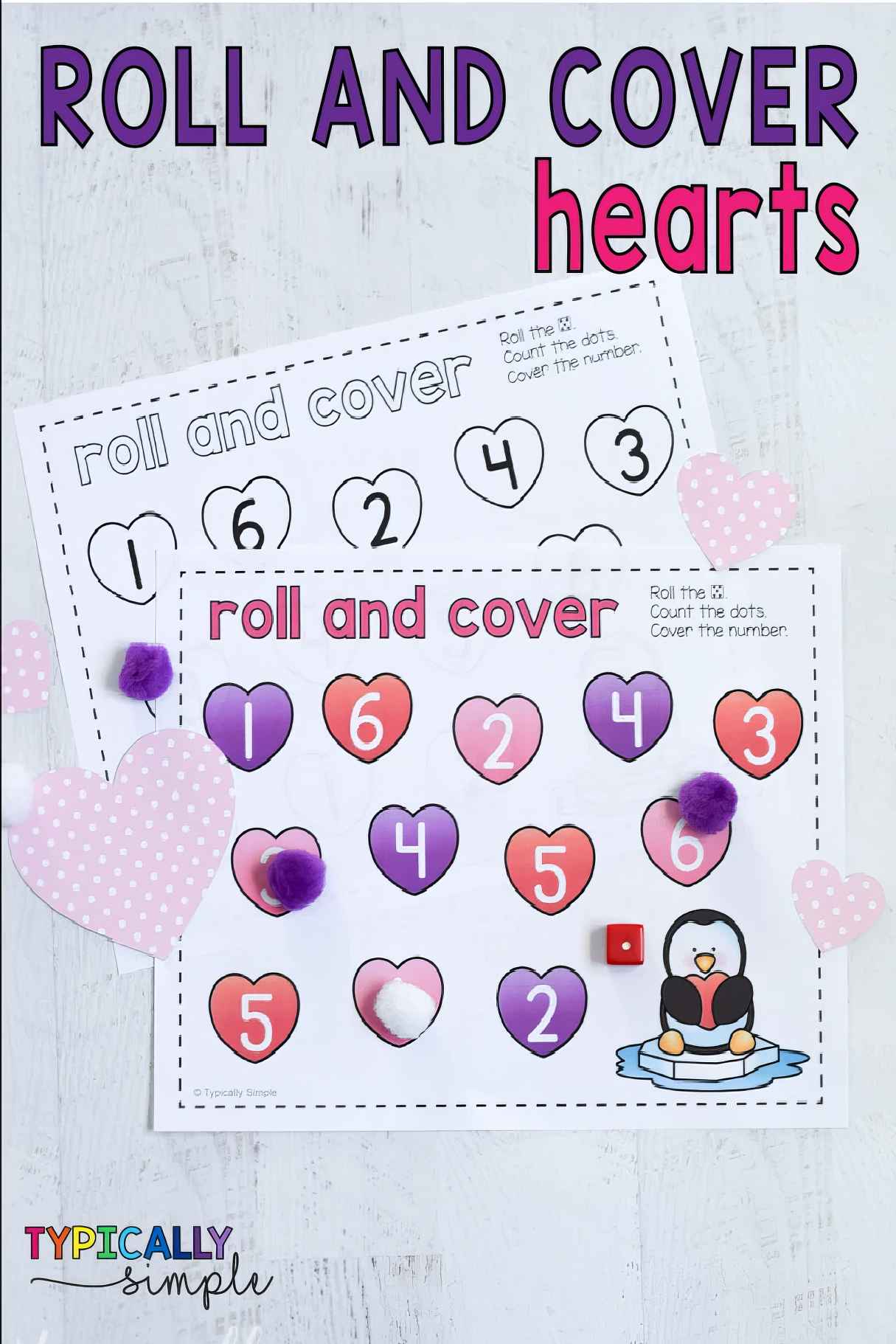 Roll and Cover Heart Game for Kids