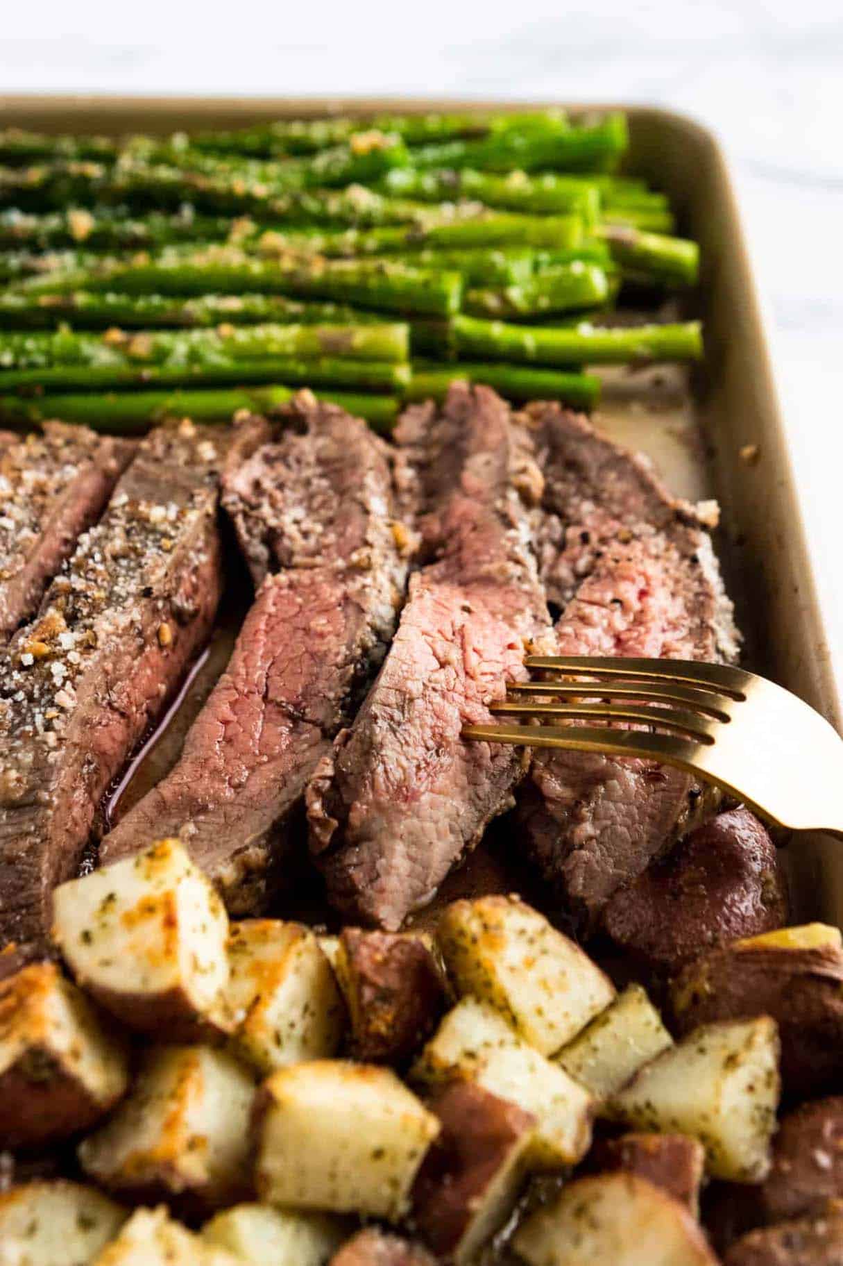 Parmesan Crusted Steak and Potato Sheet Pan Dinner