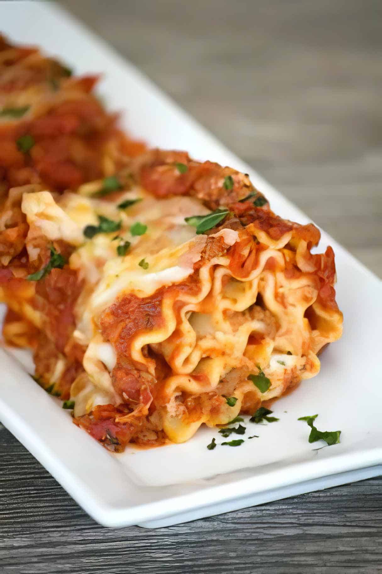 Lasagna Rolls with Meat Sauce