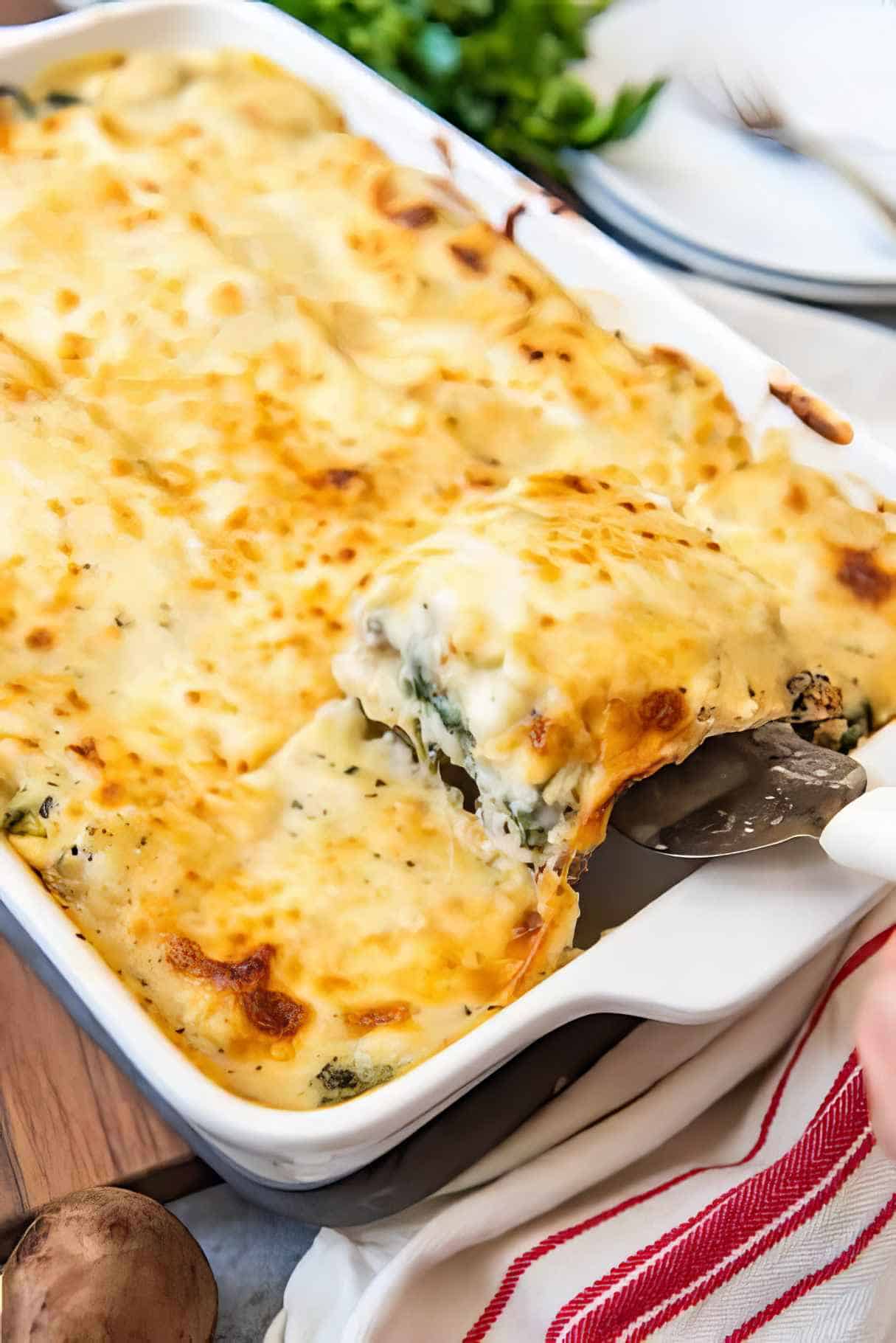 White Chicken Spinach Lasagna