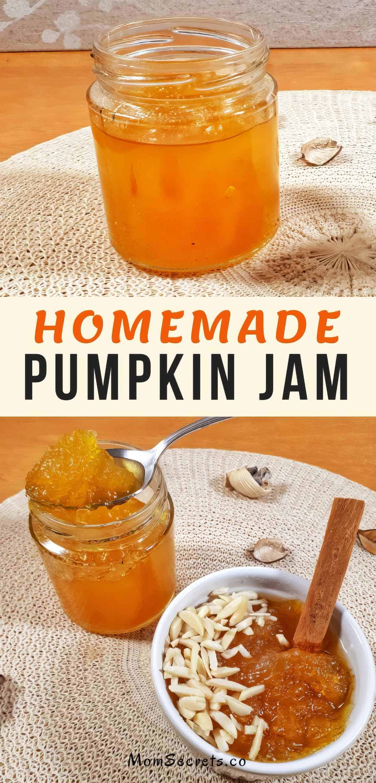 Fast and Easy Homemade Pumpkin Jam with Fall and Winter Spices Canned in Jars