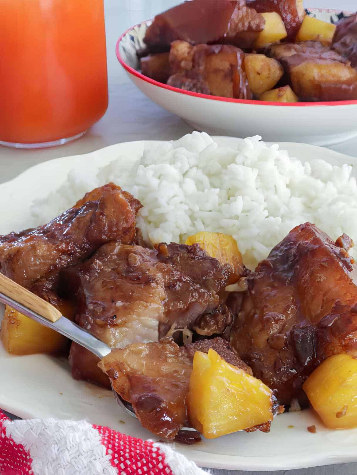 Chopped Pork Shoulder Adobo with Pineapple