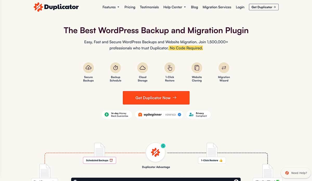 Duplicator plugin homepage