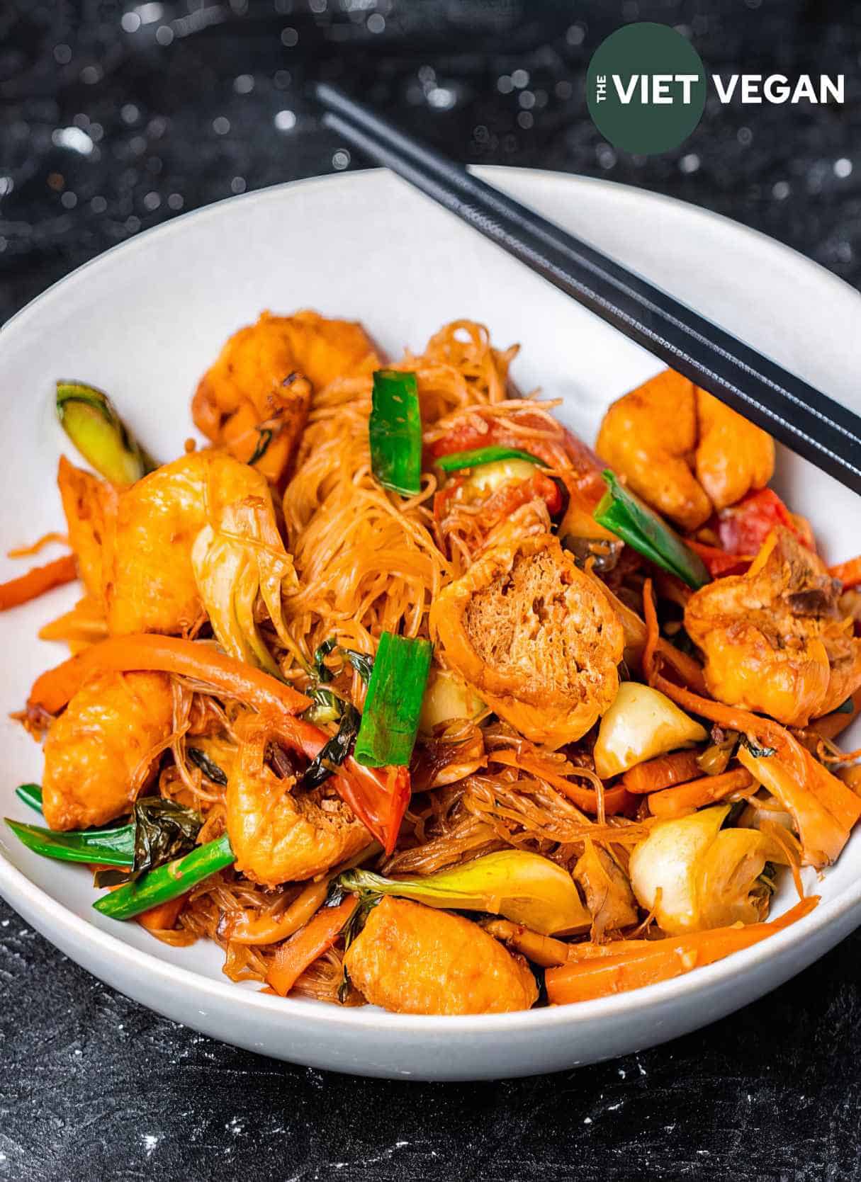 Vegan Tom Yum Fried Vermicelli Noodles