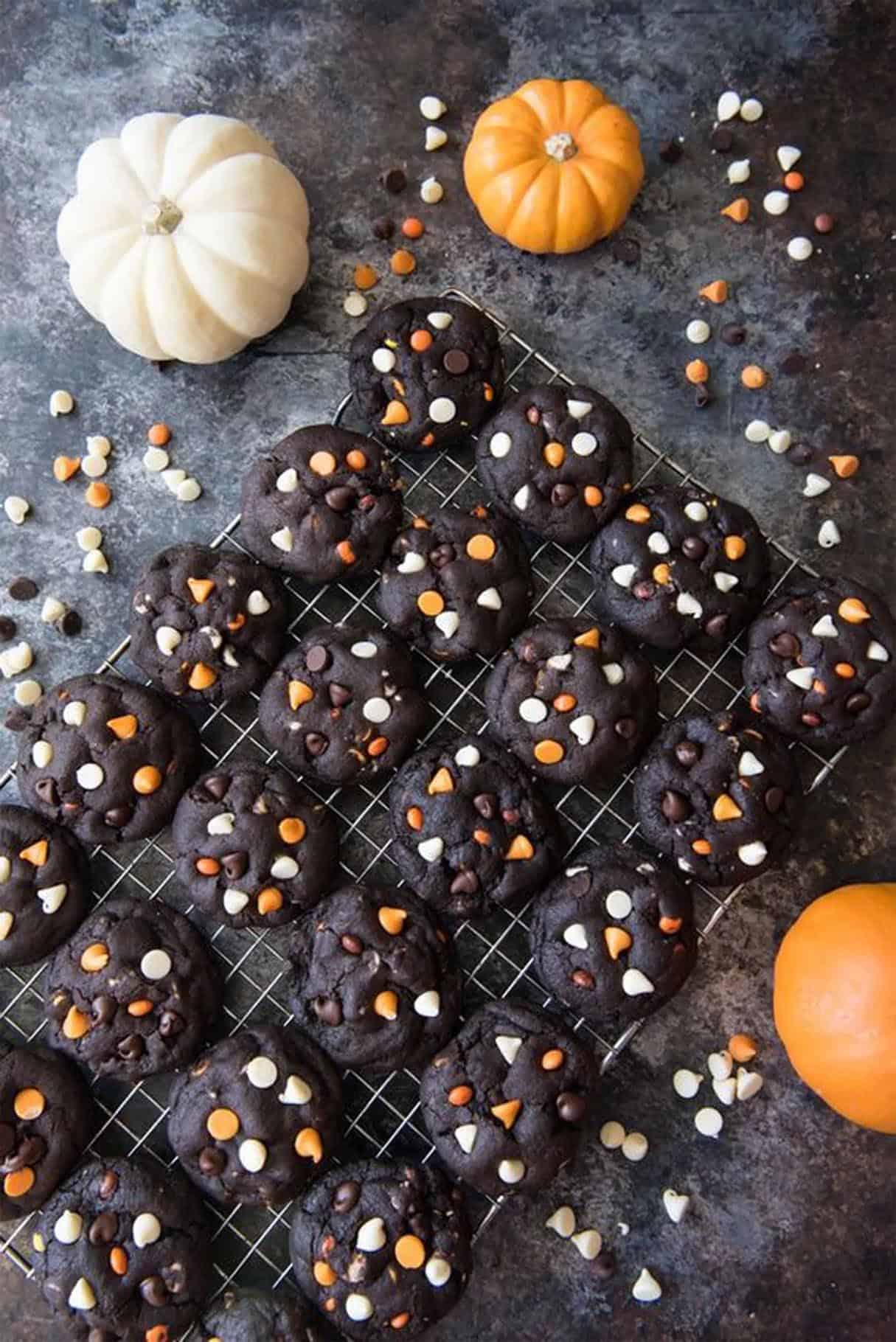 Dark Chocolate Halloween Chip Cookies