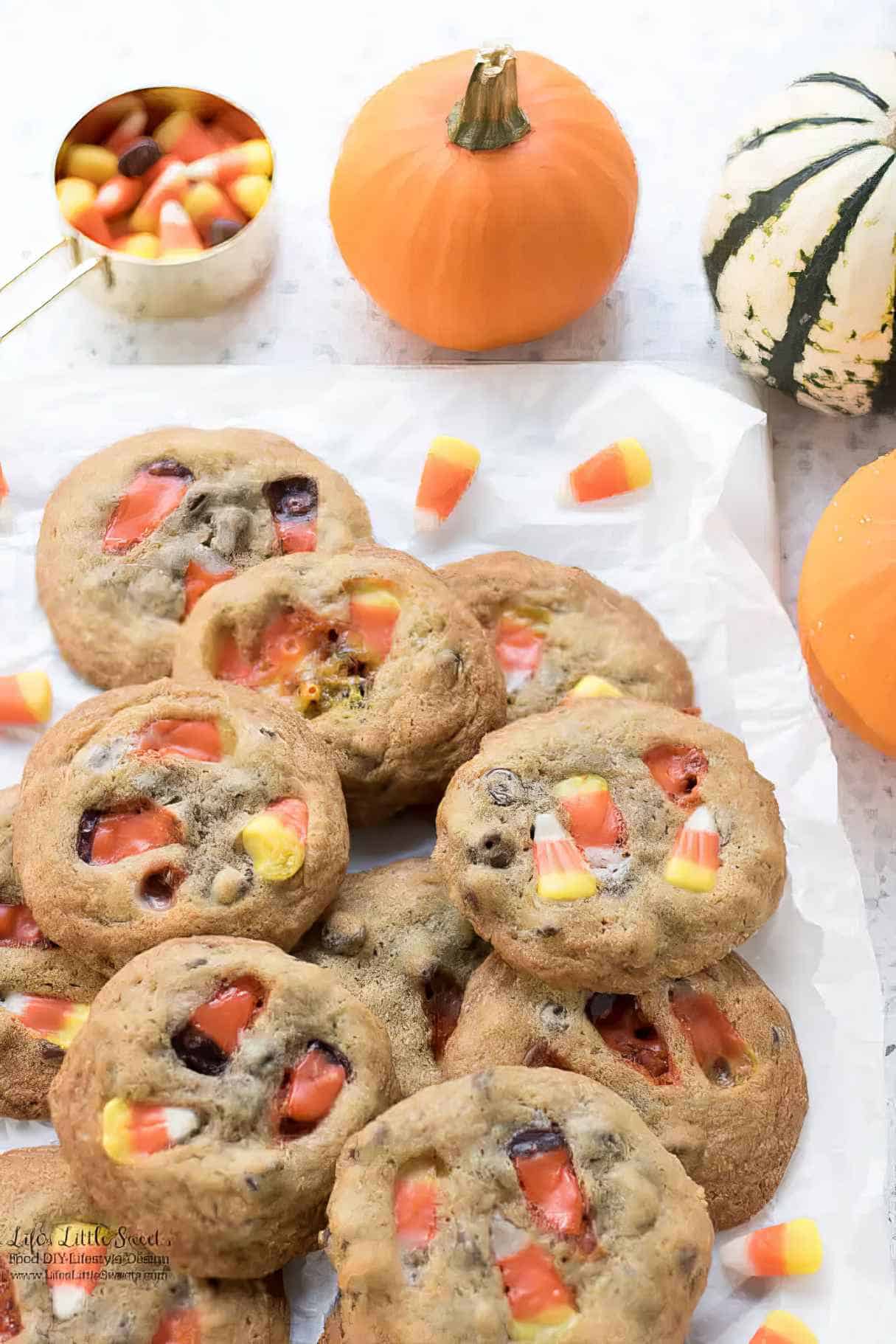 Halloween Candy Corn Chocolate Chip Cookies - Soft & Chewy Halloween Dessert Recipe!