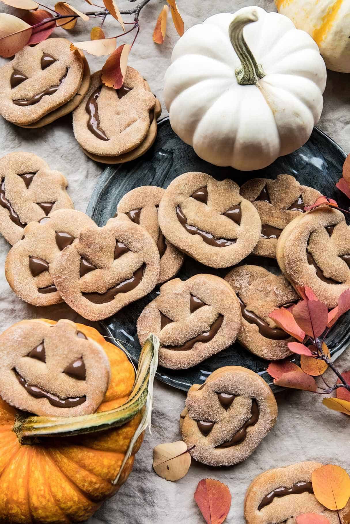 Milk Chocolate Stuffed Jack-o’-lantern Cookies