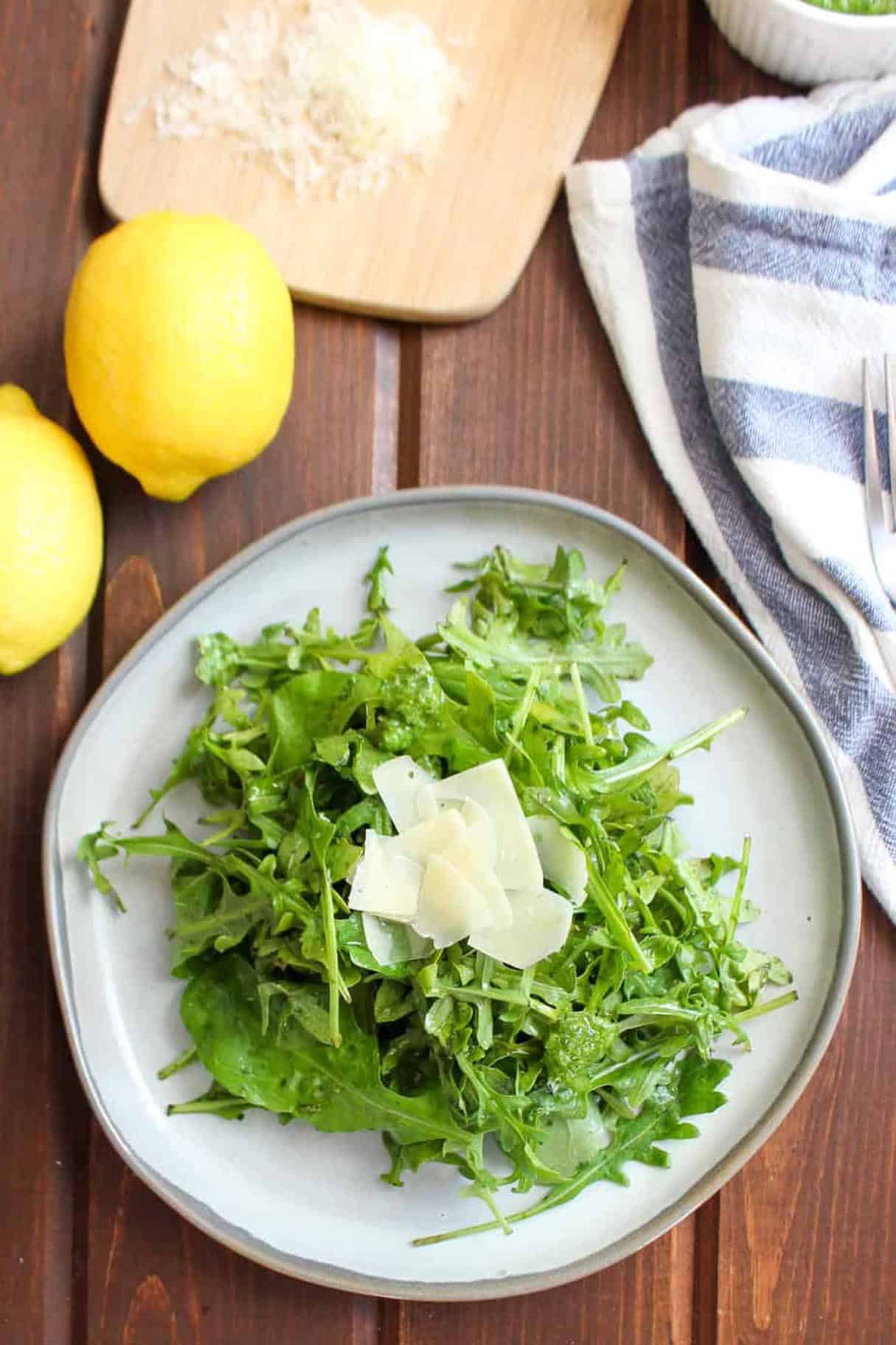 Arugula Salad with Lemon Basil Parmesan Dressing