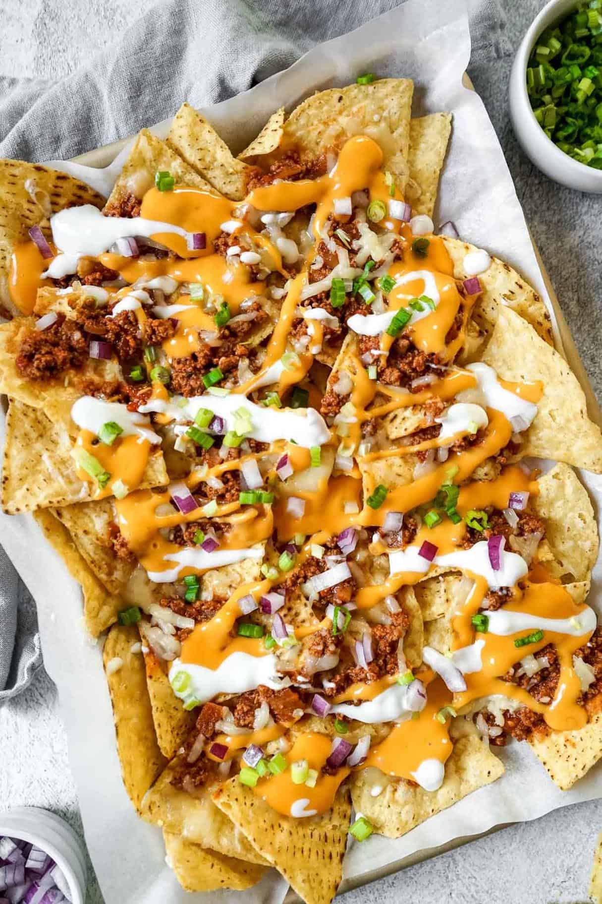 Chili Nachos with Homemade Queso
