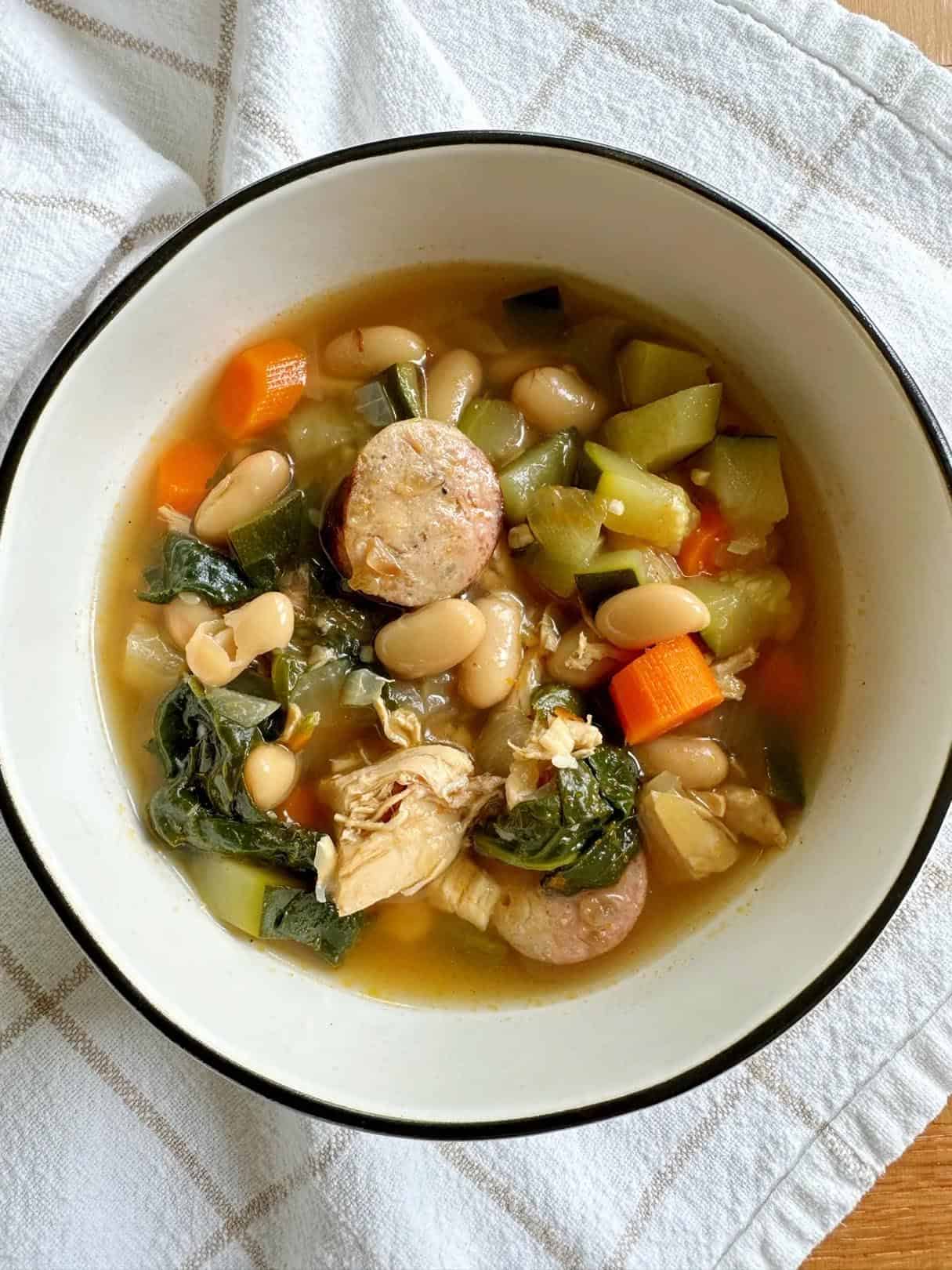 Classic American Turkey Sausage and Navy Bean Soup