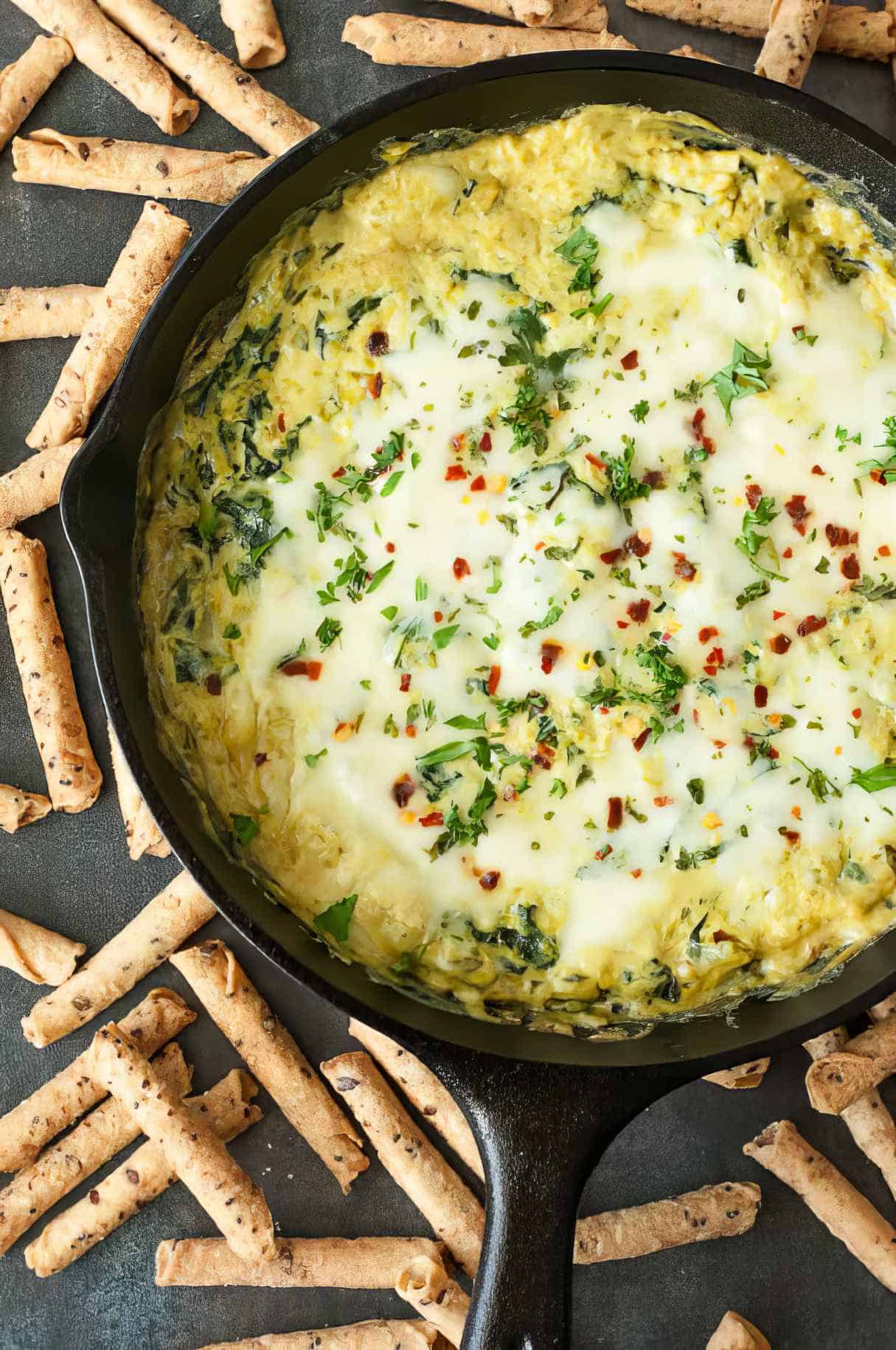 Easy Cheesy Asparagus Spinach Dip