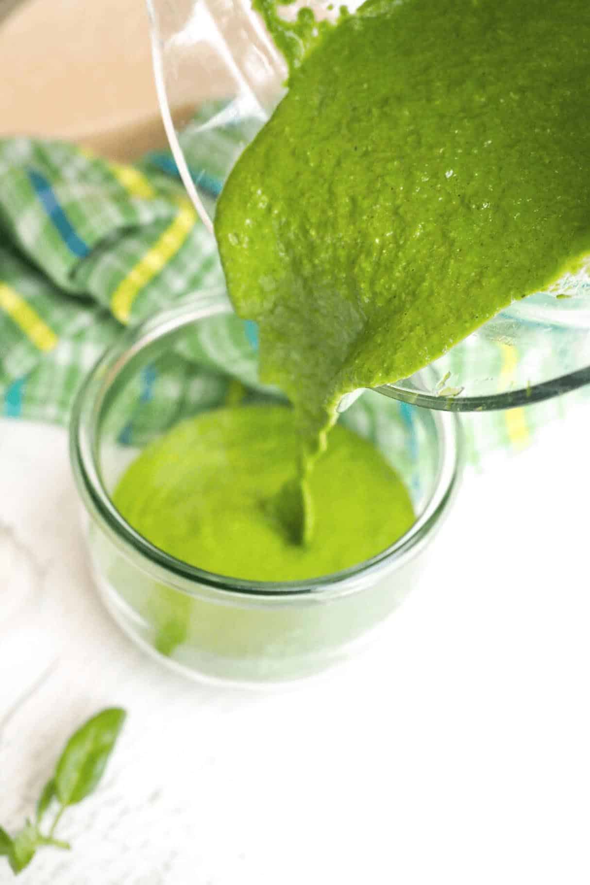 Easy Nut Free Basil Pesto Sauce with Parmesan Cheese