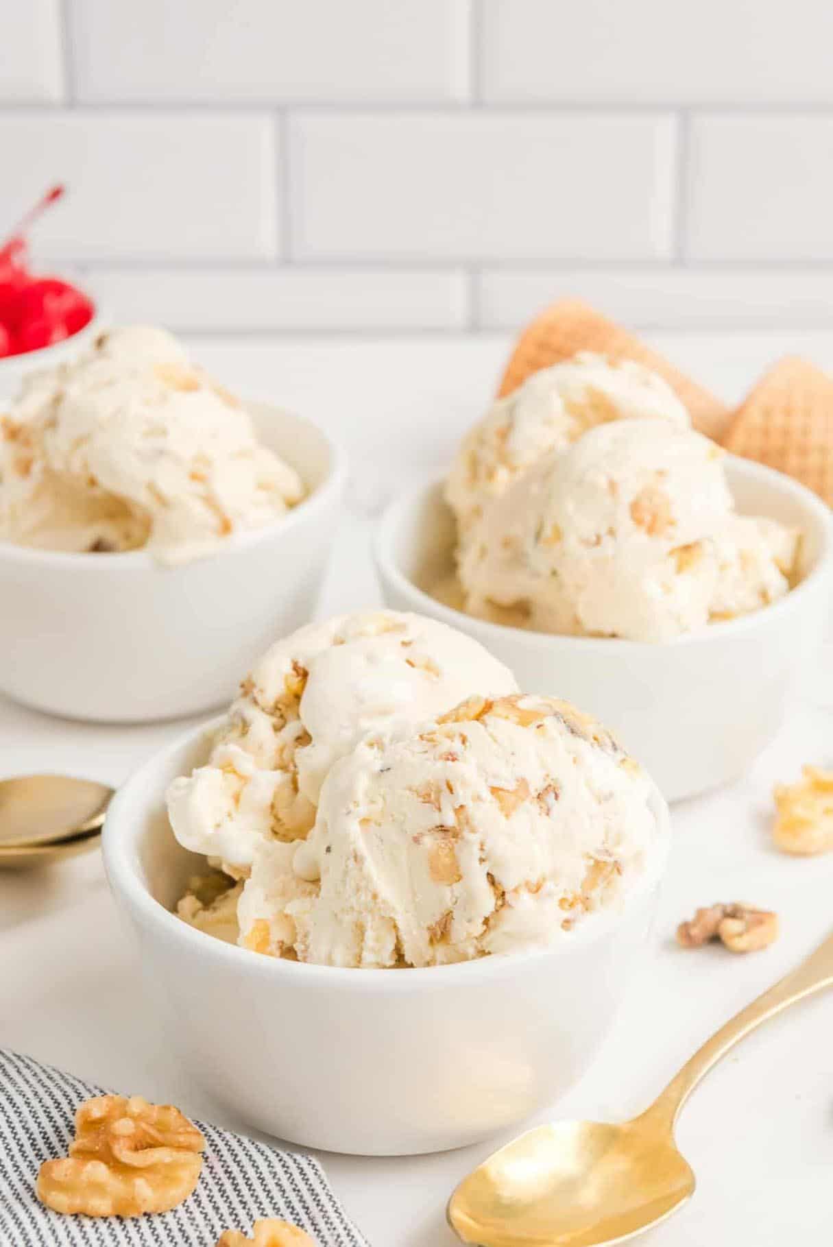 Maple Ice Cream with Candied Walnuts