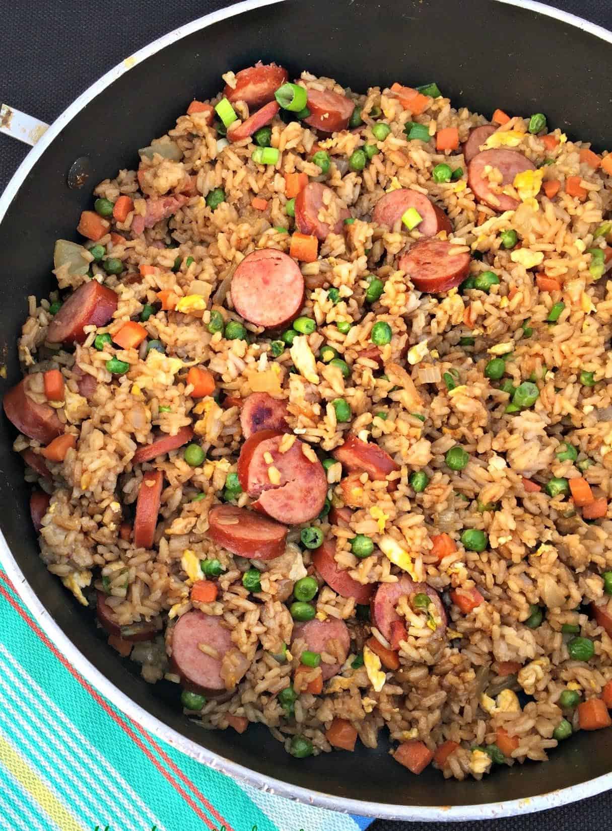 Polish Sausage (or Kielbasa) Fried Rice