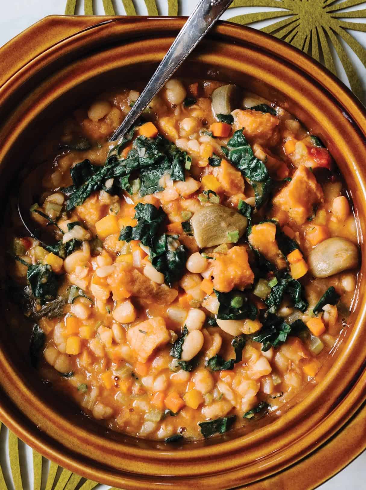 Slow Cooker Ribollita - &nbsp;One of the Beautiful Slow-cooker White Bean Soups!
