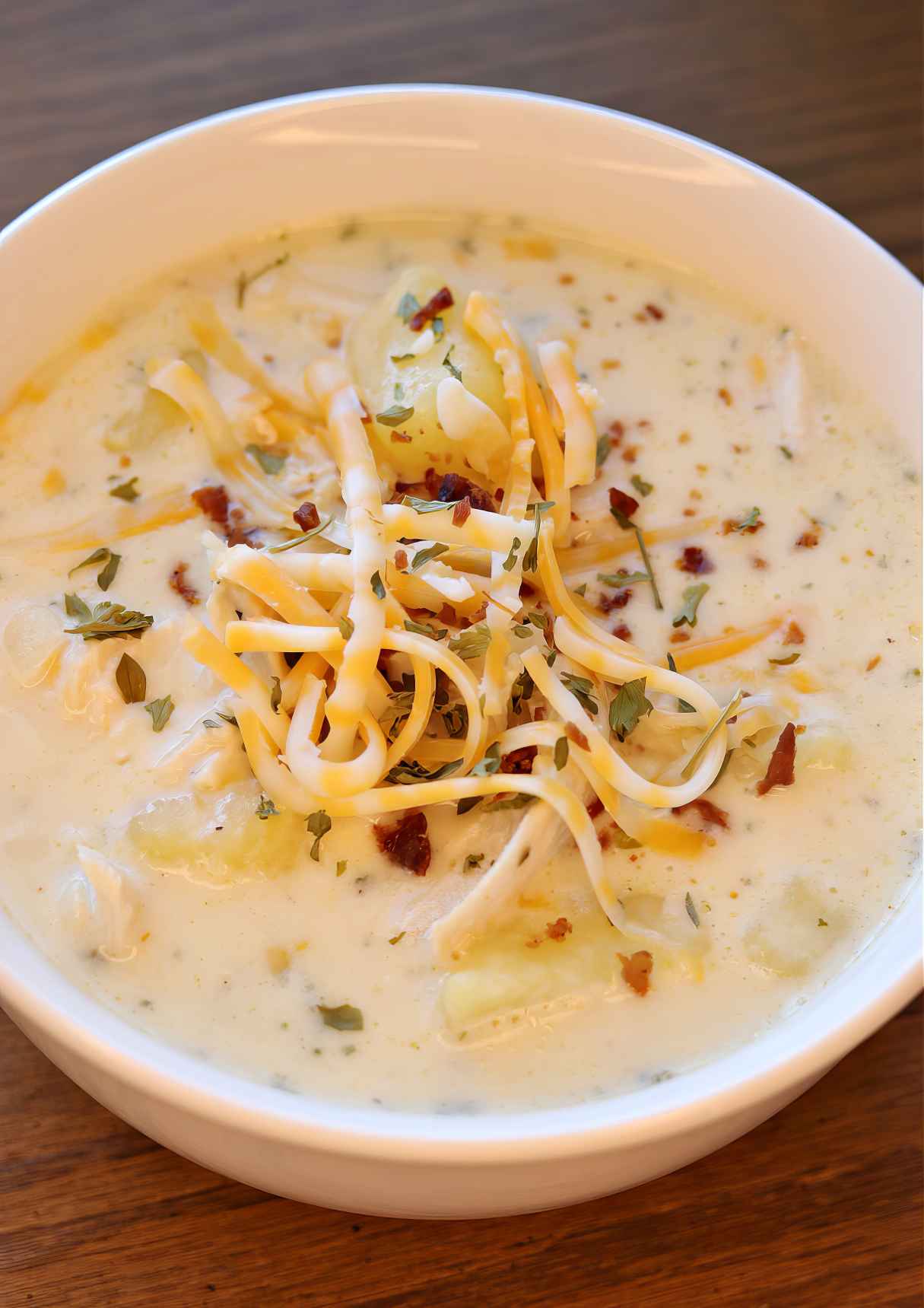 Cheesy Potato Soup with Chicken in Instant Pot
