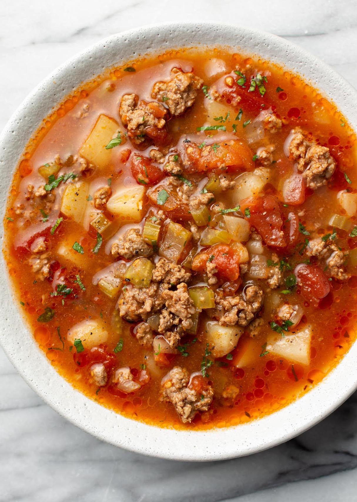 Paleo Instant Pot Cheeseburger Soup