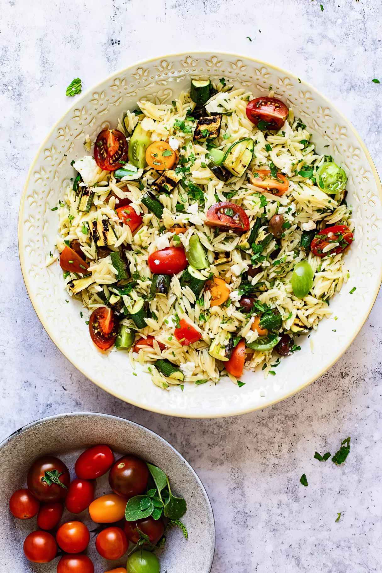 Greek Orzo Salad with Grilled Zucchini