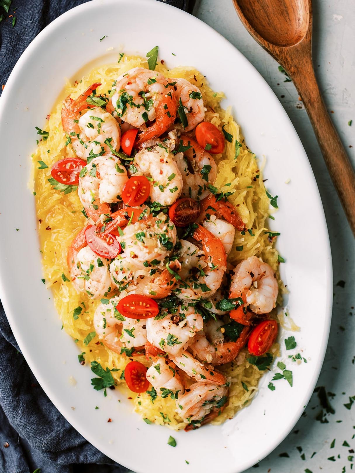 Keto Low Carb Shrimp Scampi Spaghetti Squash 