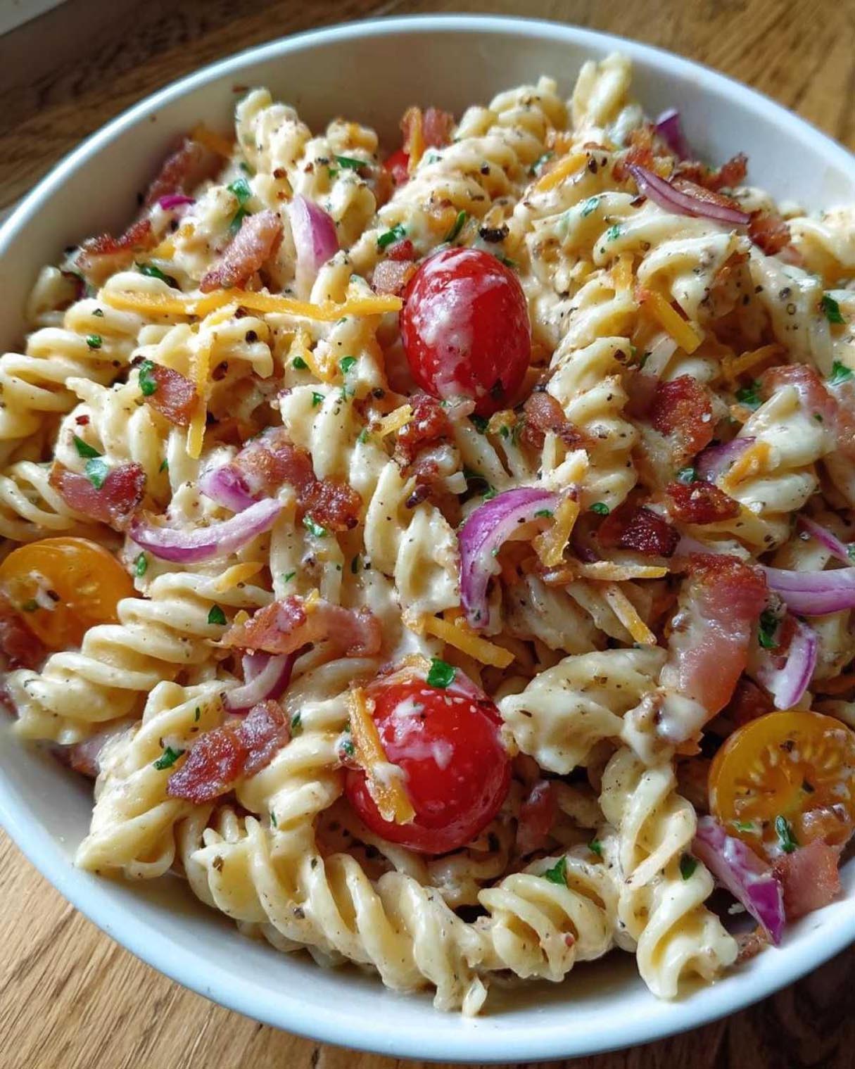 Vegan & Gluten-free Bacon Ranch Pasta Salad